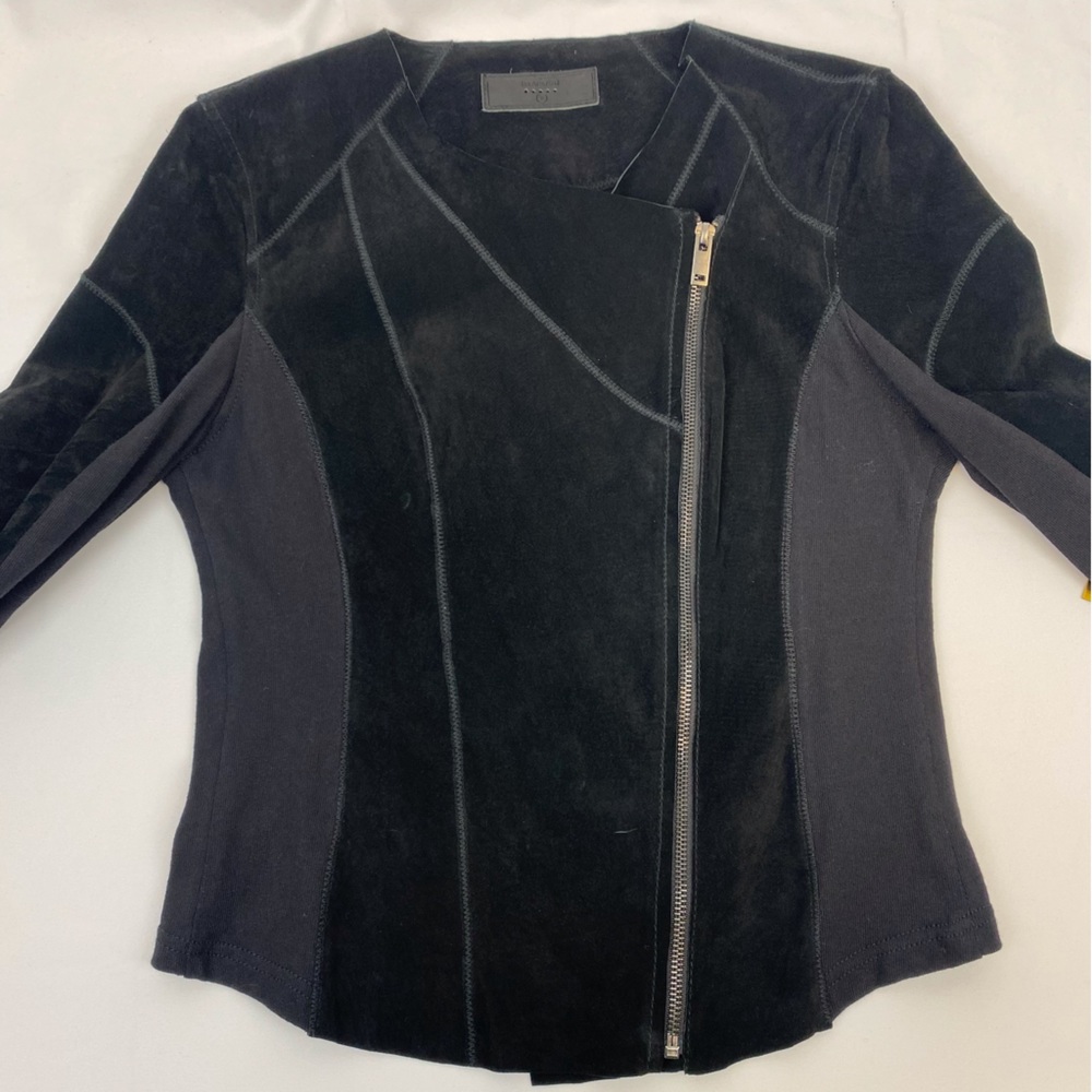 Blank NYC Black Leather Suede Asymmetrical Zip Moto Biker Jacket - Picture 8 of 14